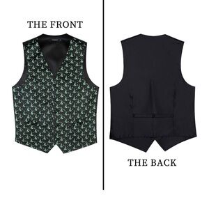 Elegant Black and Green Patterned Men's Vest